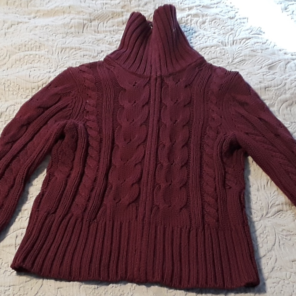 Banana Republic Zip Sweater Burgundy S - Picture 4 of 6